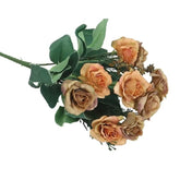 Huitich artificial orange rose bouquet with lifelike petals and green leaves for home decor